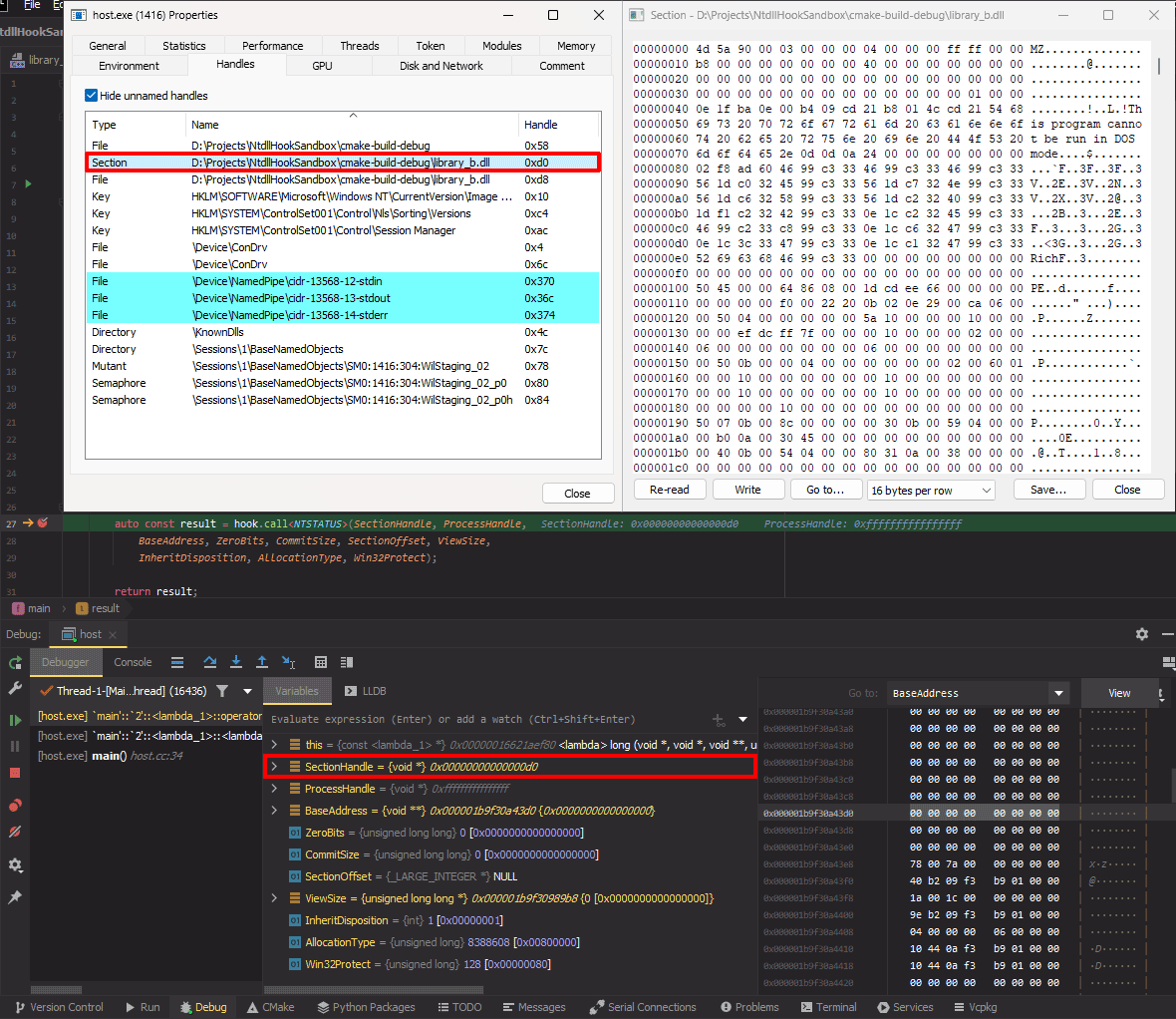 NtMapViewOfSection hook before calling original method