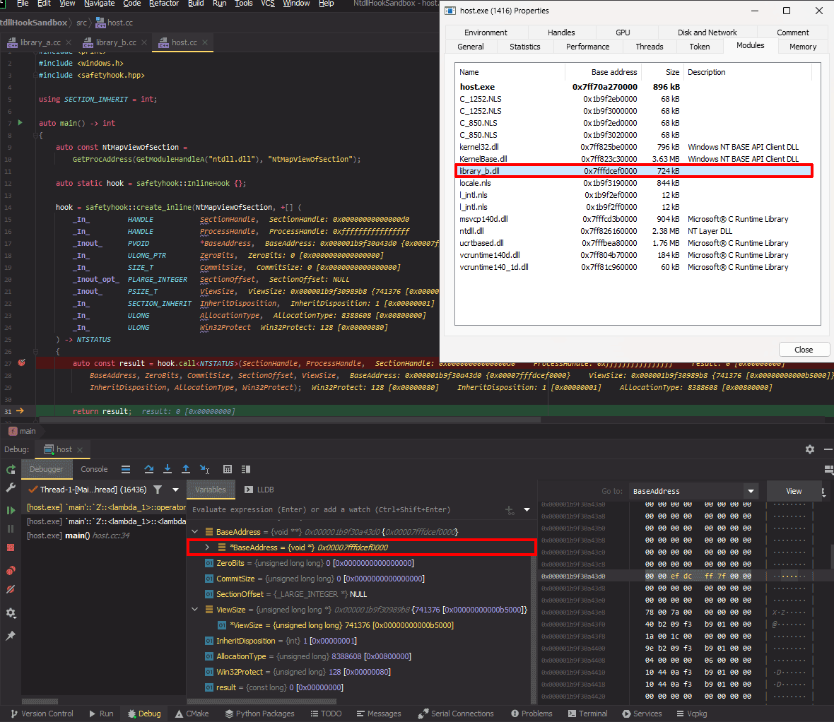 NtMapViewOfSection hook after calling original method