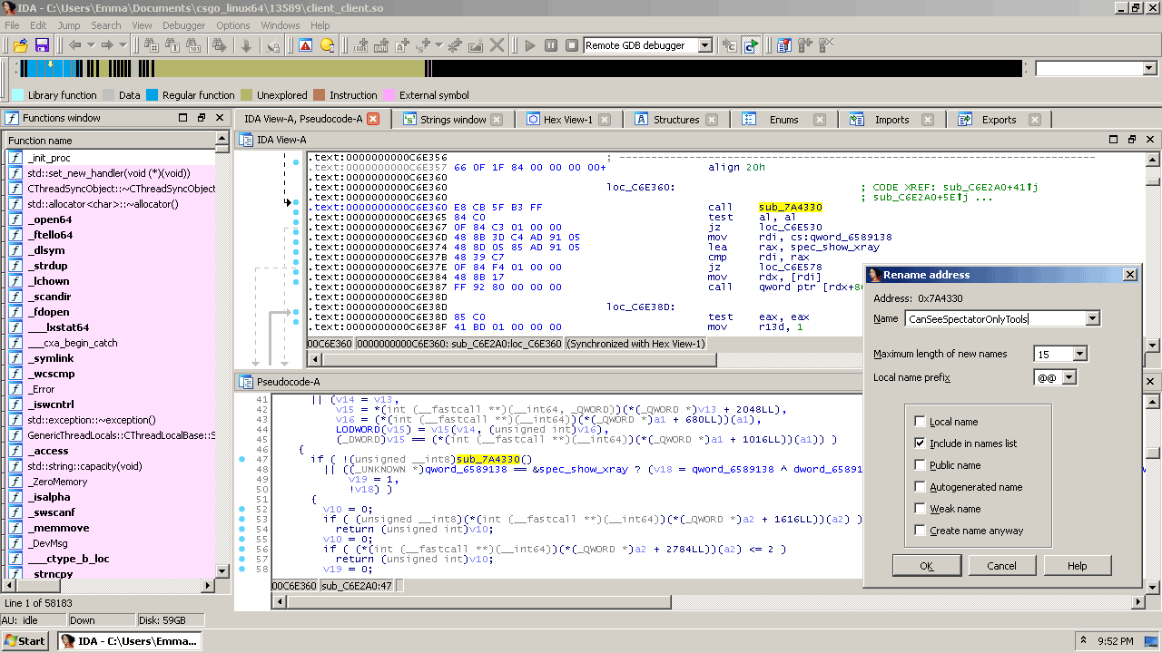 GlowEffectSpectator showing a reference to spec_show_xray